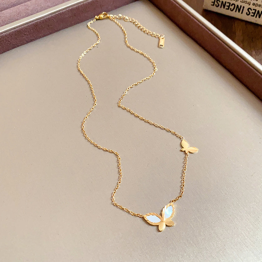 Titanium Steel Irregular Butterfly Necklace Korean Ins Sweet Elegance