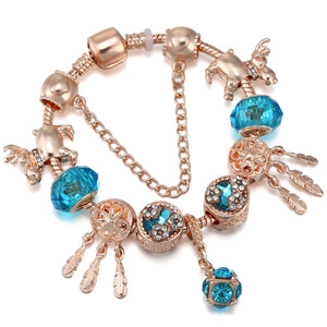Rose Gold Tassel Mengnet Charm Women's Bracelet