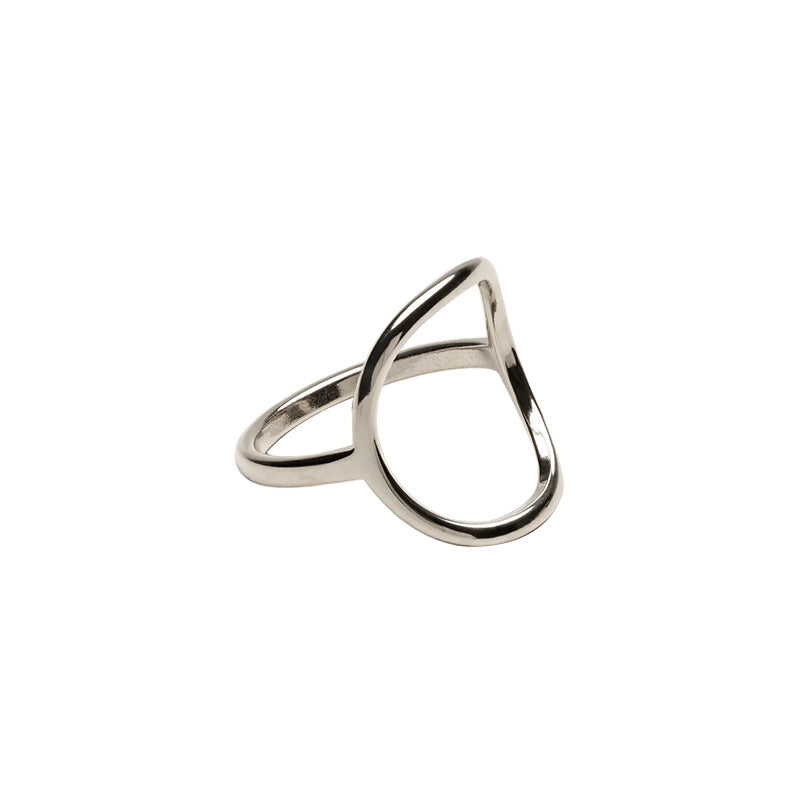 European And American Geometric Hollow Oval Ring For Women