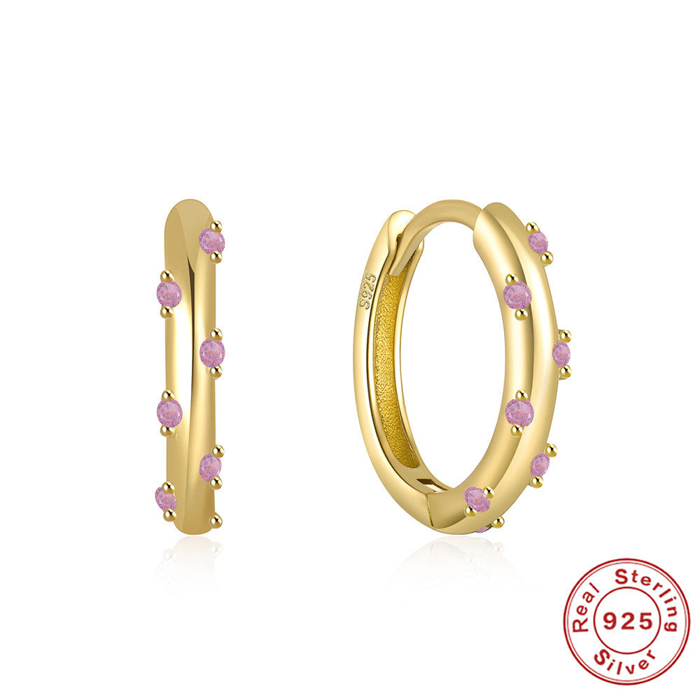 S925 Sterling Silver Personalized Diamond Color Classic Basic Ear Ring