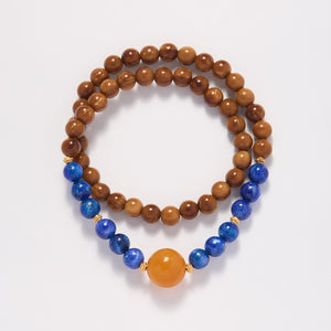 National Style Women's Natural Bodhi Tigereye Blue Crystal High-grade Bracelet