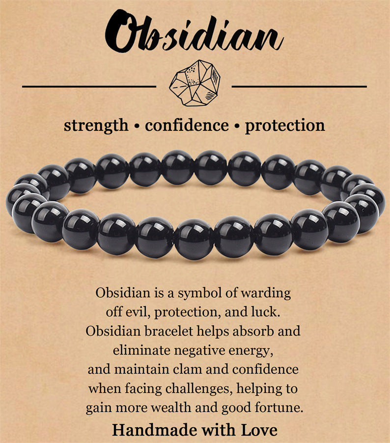 8mm Natural Stone Elastic Beaded Bracelet