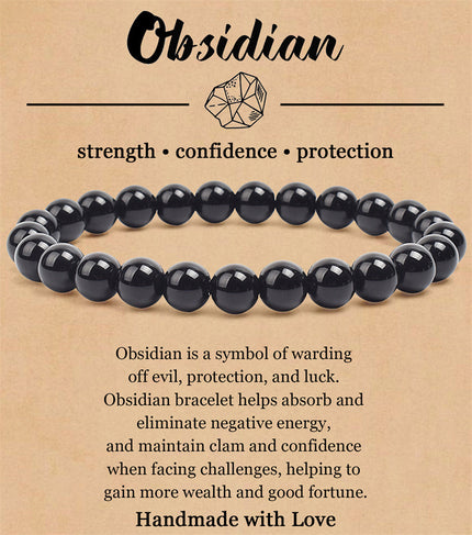 8mm Natural Stone Elastic Beaded Bracelet