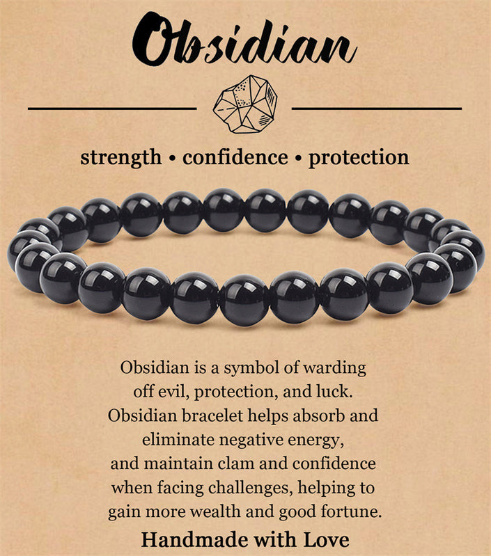 8mm Natural Stone Elastic Beaded Bracelet