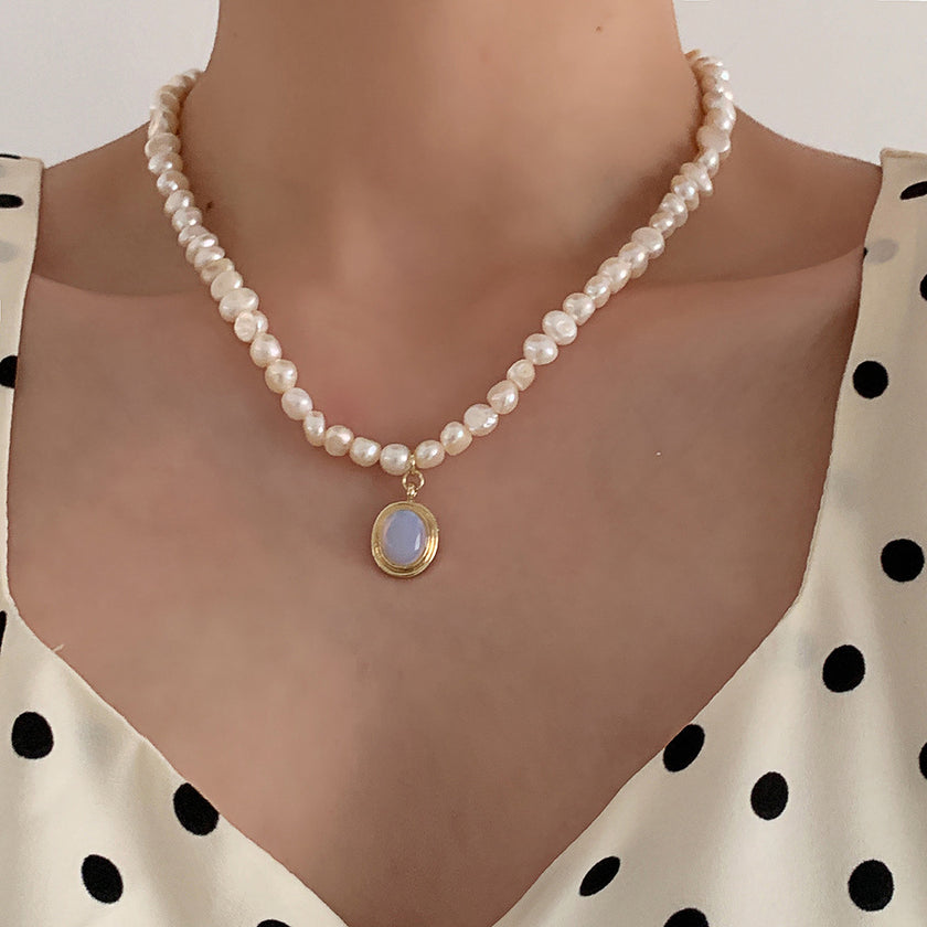 Pearl Clavicle Chain Jewelry Moonstone Pendant Necklace