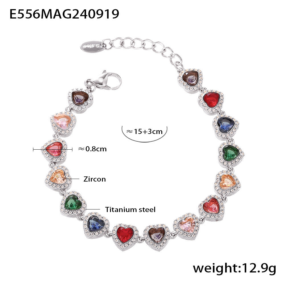 Love Shiny Zircon Stitching Bracelet Light Luxury Temperament