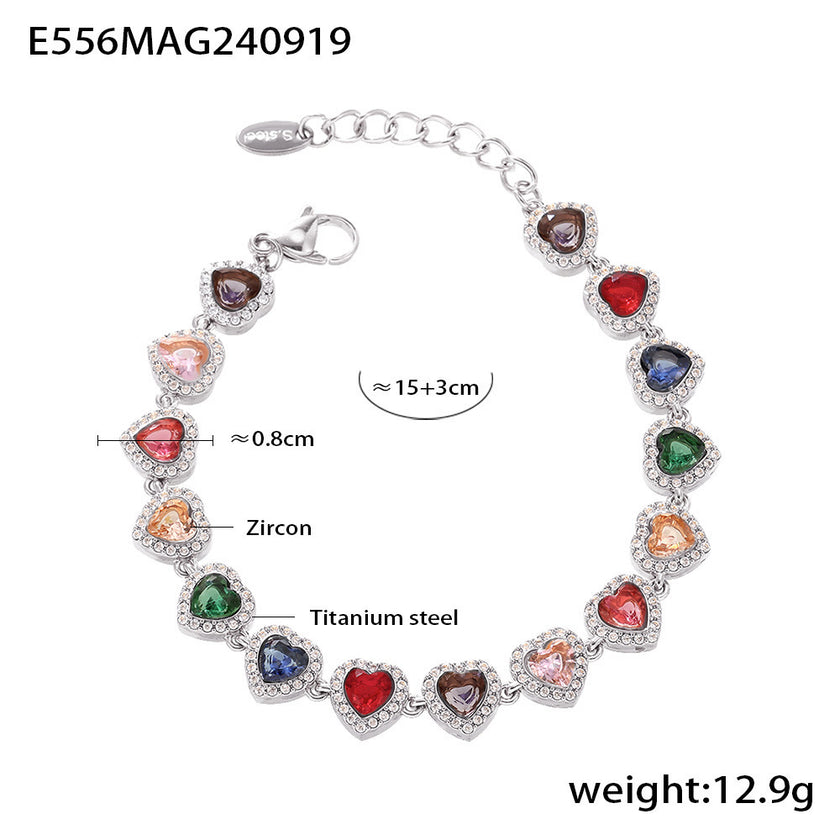 Love Shiny Zircon Stitching Bracelet Light Luxury Temperament