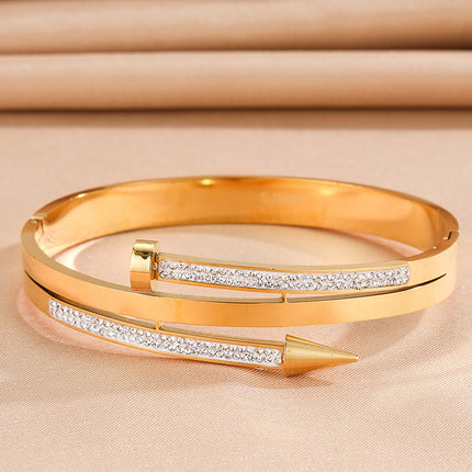 Stainless Steel Nail Rhinestone Bracelet