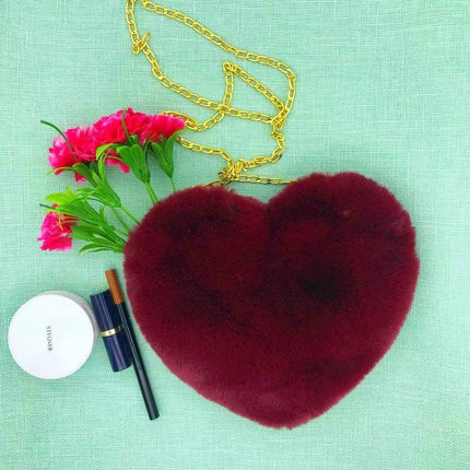 Women's Fashion Casual Plush Love One-shoulder Crossbody Chain Bag