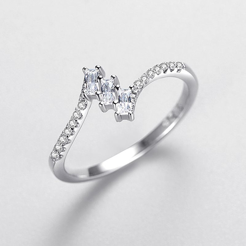 S925 Sterling Silver Special-interest Design Diamond Cube Sugar Ring For Women