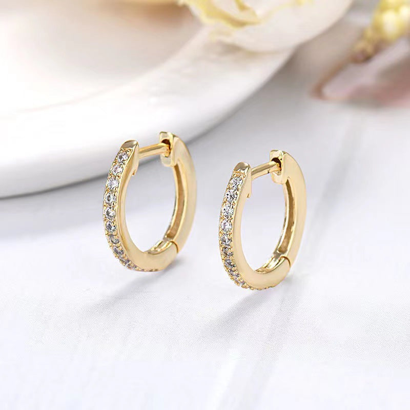 Single Row Rhinestone Earrings Female All-matching Graceful