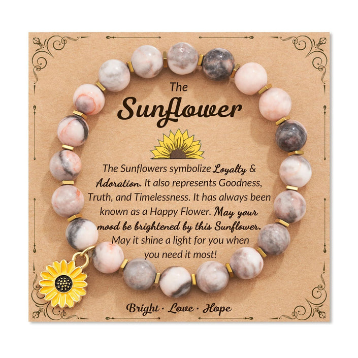 Zebra Sunflower Bracelet Natural Stone Bracelet