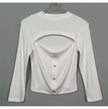 Winter New Elegant Slim-fit Hollow-out Slim Fit Short Long Sleeve Top Women