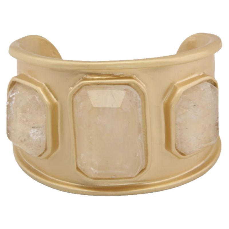 Heavy Industry Gold Large Square Crystal Wide Bracelet