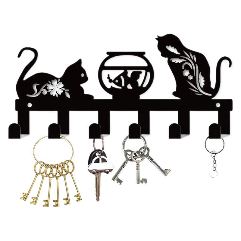 Iron Art Hang Clothes Cute Cat Key Holder