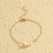 Gold Three Natural Freshwater Pearl Bracelet