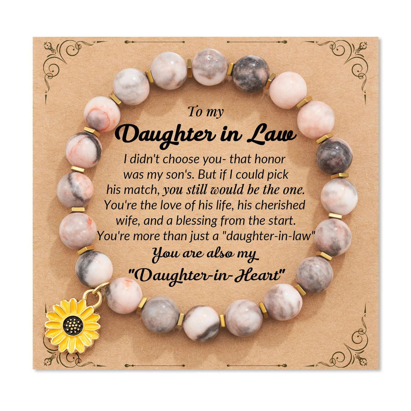 Zebra Sunflower Bracelet Natural Stone Bracelet