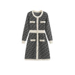 Women's French Round Neck Waist Trimming Classic Style Knitted Dress