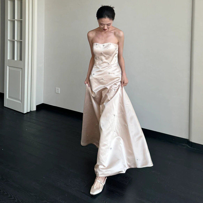 New Satin French Simplicity Fashion Trip Shoot Niche Trip Shoot Trendy Wedding Dress