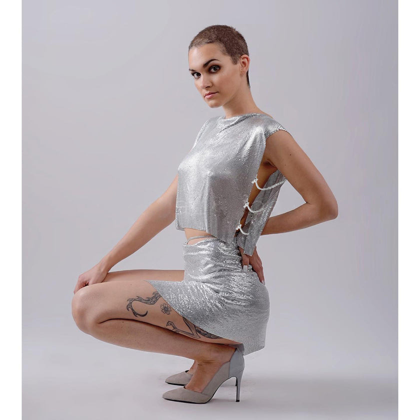 Personalized Metal Sequins Sleeveless Top For Women