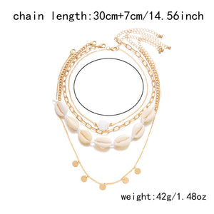 Summer Retro Vacation Style Beach Shell Artificial Pearl Conch Multi-layer Women's Necklace
