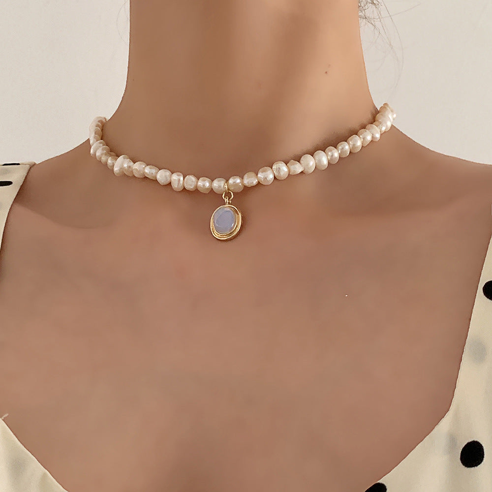 Pearl Clavicle Chain Jewelry Moonstone Pendant Necklace