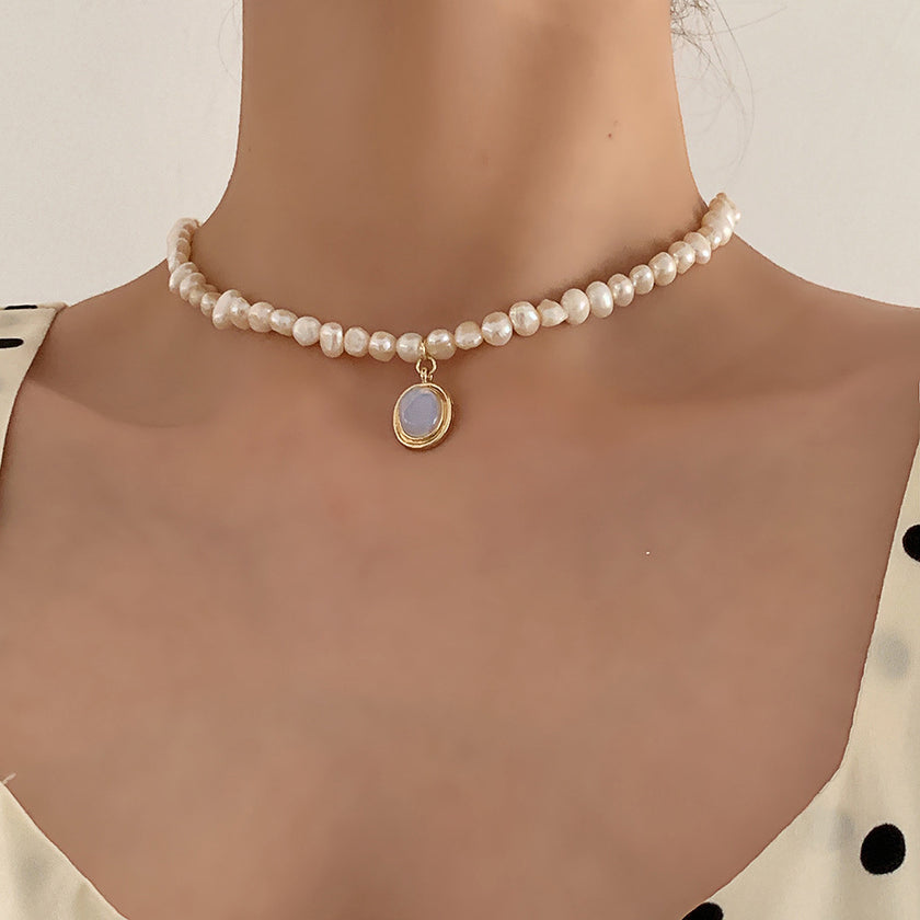 Pearl Clavicle Chain Jewelry Moonstone Pendant Necklace
