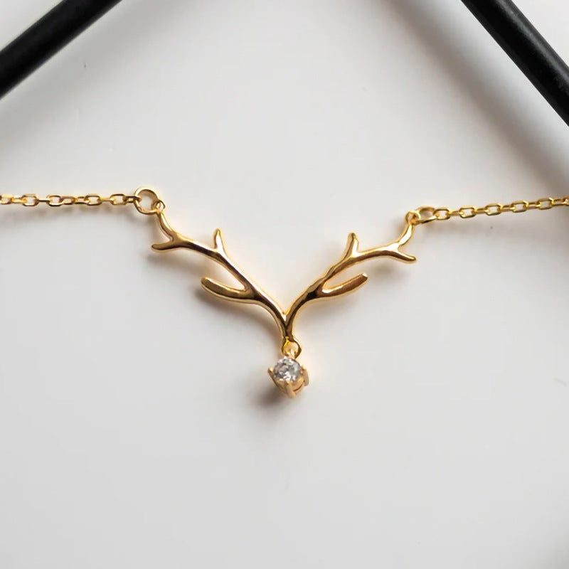 Simple Large Antlers Pendant Necklace