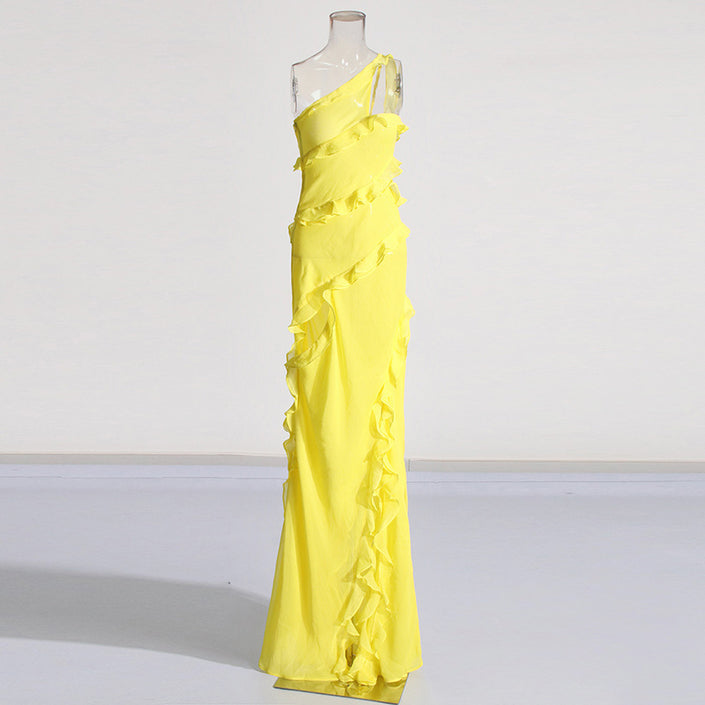 Fashion French Elegant Ribbon Split Dress Women