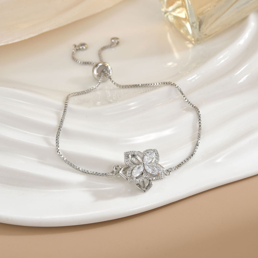 Simple Rotatable Flower Color-preserving Pure Copper Gold-plated Bracelet