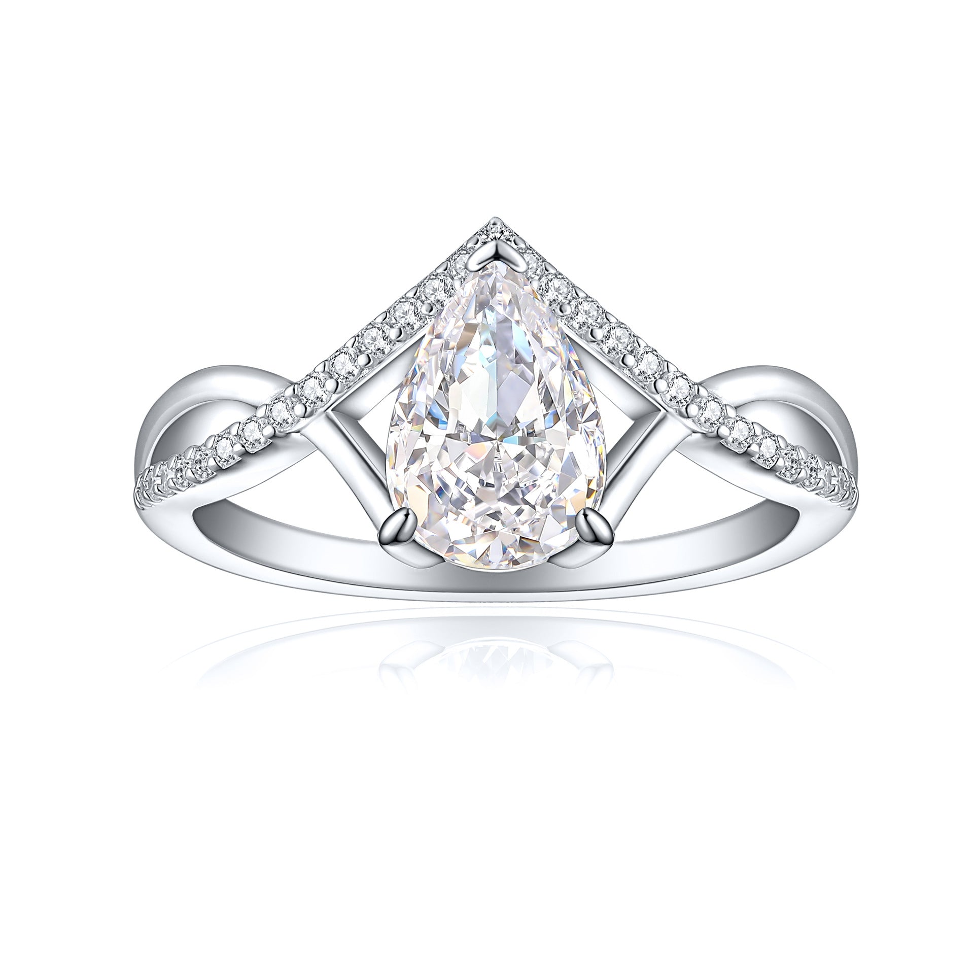 S925 Sterling Silver Inlaid High Carbon Rhinestone Ring Women