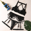 New Fashion Black Lace See-through Bra Halter Underwear Suit