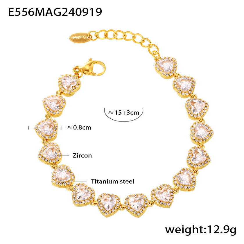 Love Shiny Zircon Stitching Bracelet Light Luxury Temperament