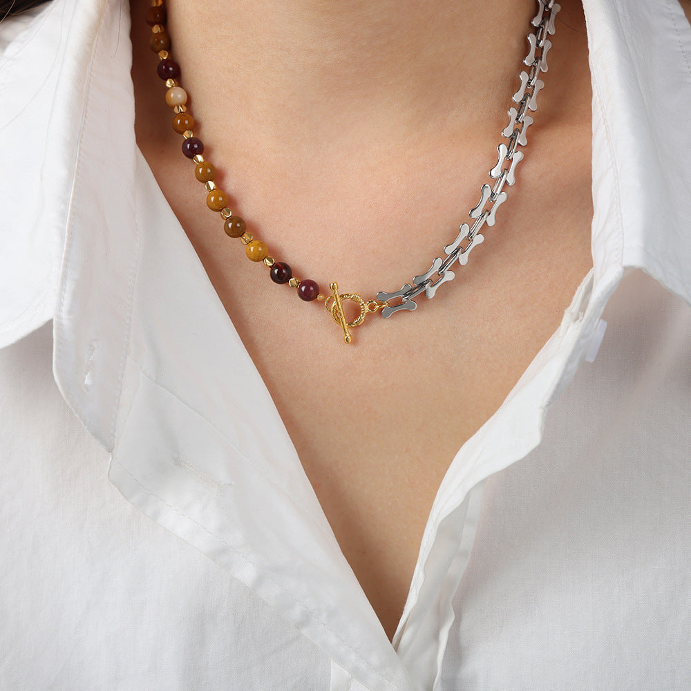 Cool Style Retro Titanium Steel Personalized Beaded Necklace