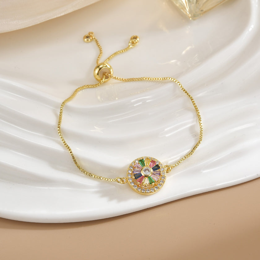 Simple Rotatable Flower Color-preserving Pure Copper Gold-plated Bracelet