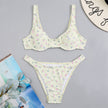 Bikini Floral Yellow Split Swimsuit
