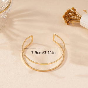 Double-layer Hollow Gold Bangle Bracelet Ladies