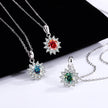 Women's Sterling Silver SUNFLOWER Diamond Pendant Moissanite Necklace