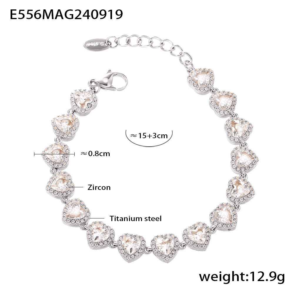 Love Shiny Zircon Stitching Bracelet Light Luxury Temperament