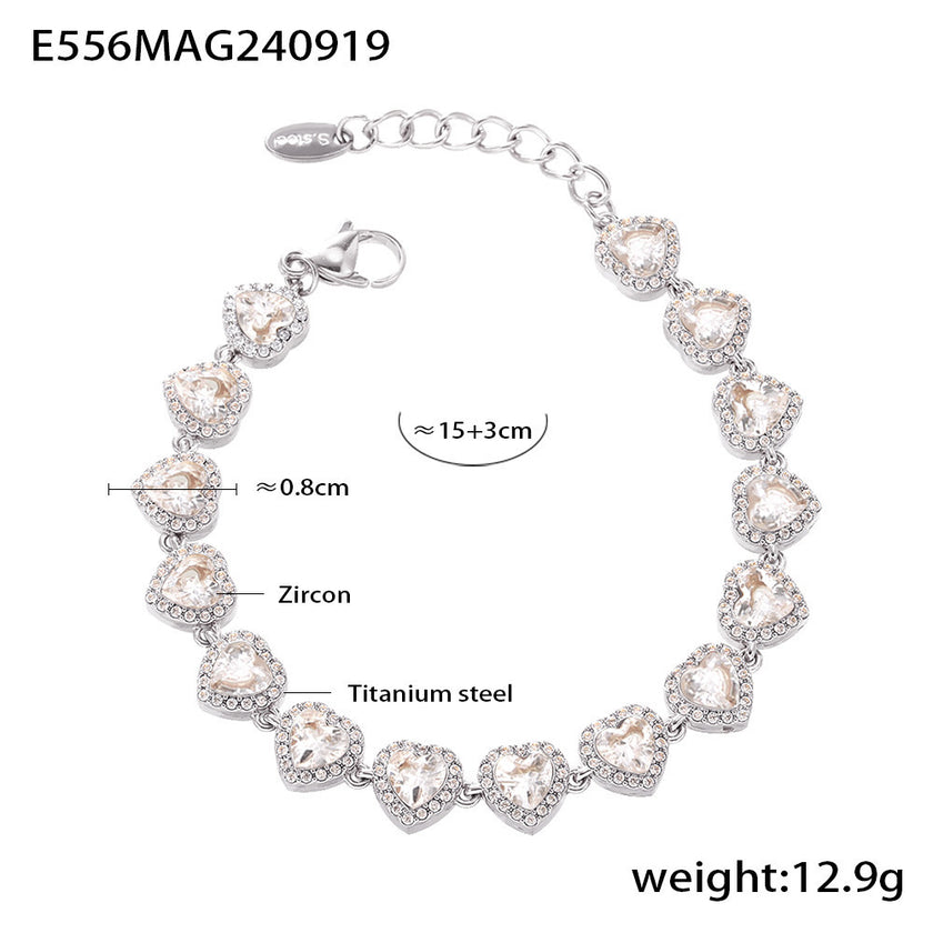 Love Shiny Zircon Stitching Bracelet Light Luxury Temperament