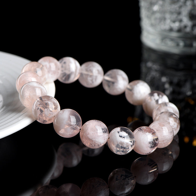 Natural Snowflake Ghost Round Beads Bracelet