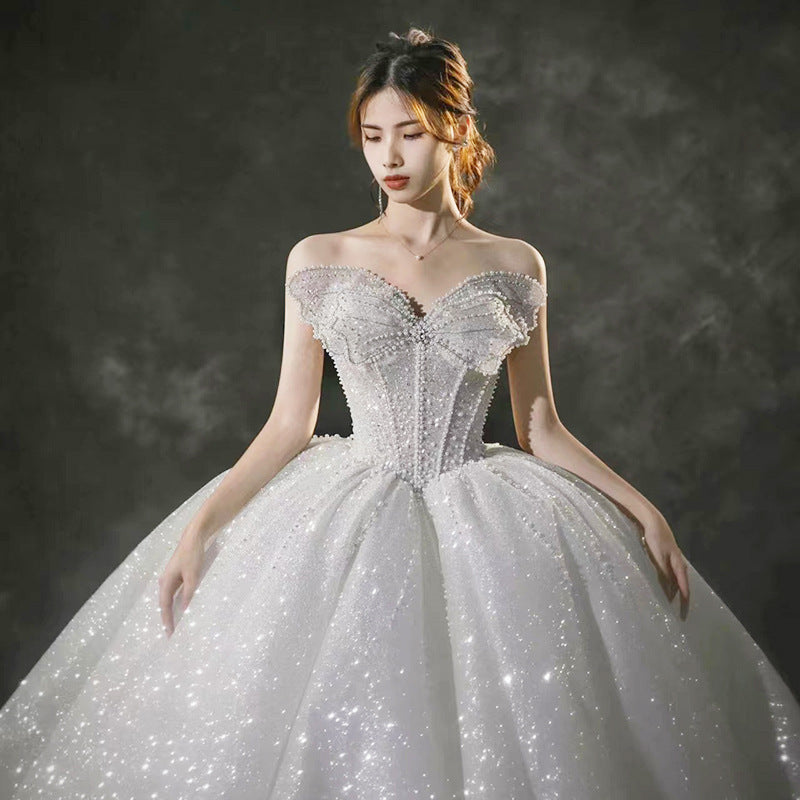 French Tube Top Wedding Dress Mother's Wedding Big Tail Main Wedding Dress