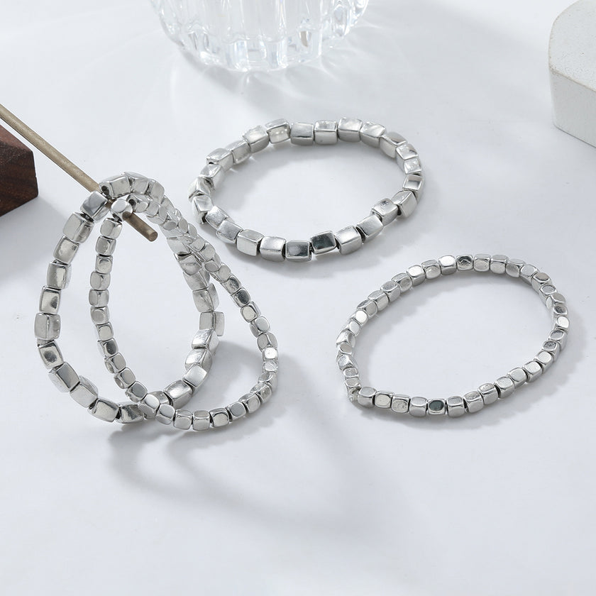 Fashion Simple Zinc Alloy Square Bracelet Suit