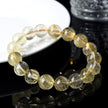 Natural Gold Rutilated Quartz Sago Cycas Honeysuckle Ball Bracelet
