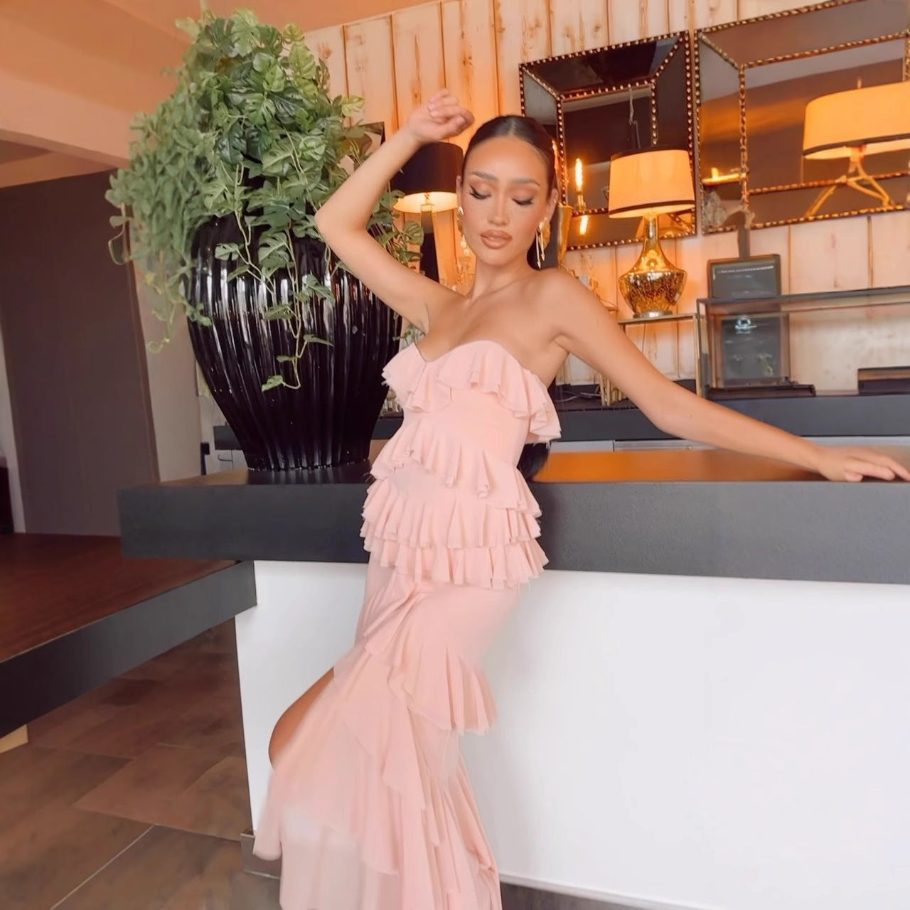 Slim Fit Slim Backless Stringy Selvedge Dress Women