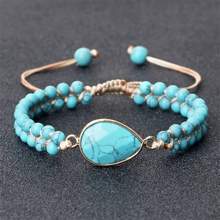 Hand-woven 4MM Natural Blue Turquoise Beads Irregular Bracelet