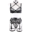 New Fashion Black Lace See-through Bra Halter Underwear Suit