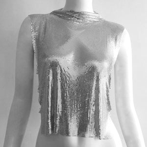 Personalized Metal Sequins Sleeveless Top For Women