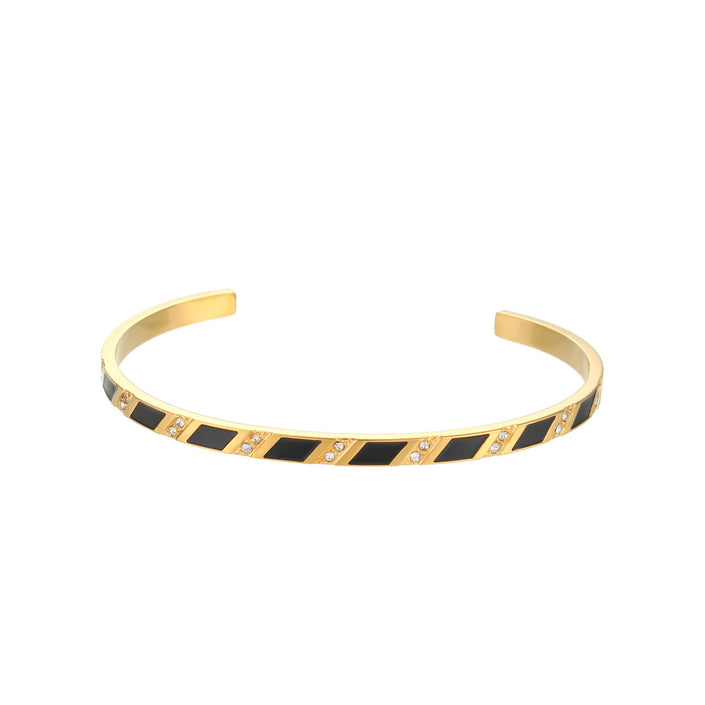 Rectangle Zircon Opening Bracelet Simple Stainless Steel