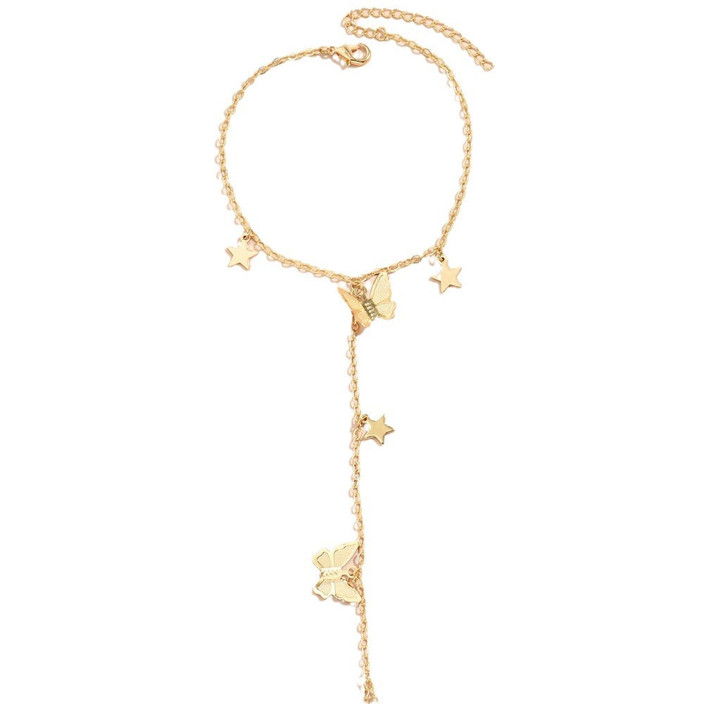 Small Beads Wafer Chain Ring Mitten-type Bracelet